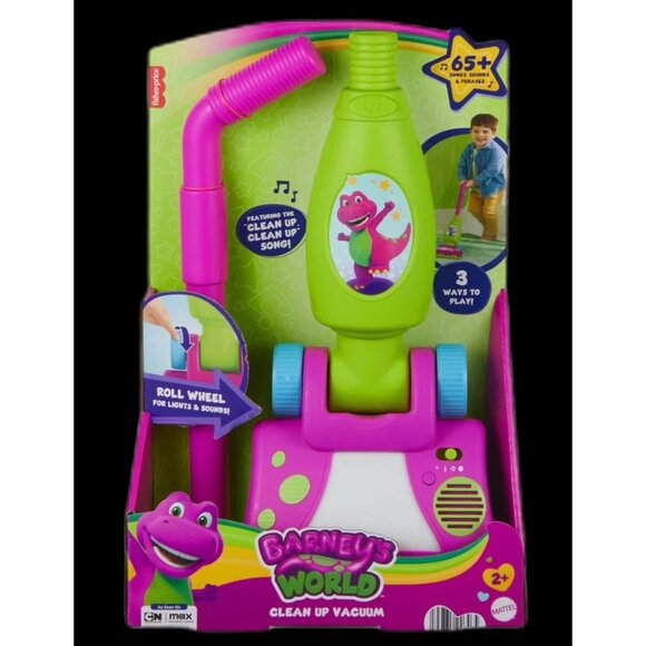 Fisher-Price Barney’s World Clean Up Vacuum Toy With Lights Music & Games NEW - Picture 2 of 10